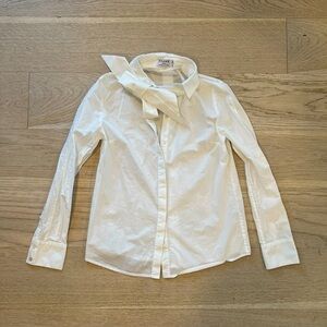 FRAME White Bow Collar Button-Down Poplin Shirt